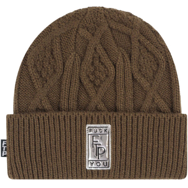 FTP Big Body Cable Knit Beanie Brown